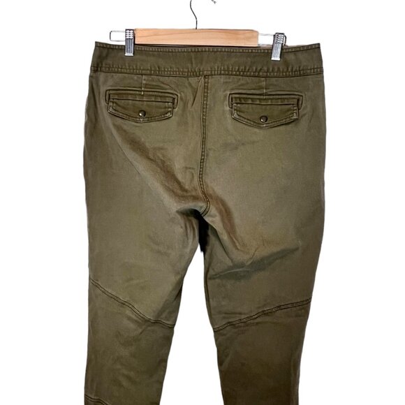 Talbots Signature Pants L Womens Olive‎ Green Ankle Zip Chino Khaki Size 12 - Picture 4 of 7